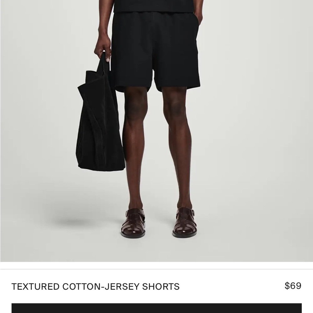 COS Textured Black Athletic Shorts with Elastic Waistband